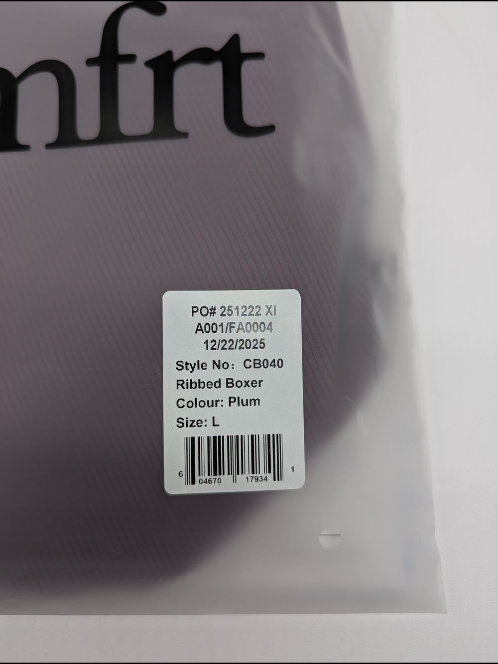 NEW Comfrt Ribbed Boxers in Plum Large - Picture 5 of 5